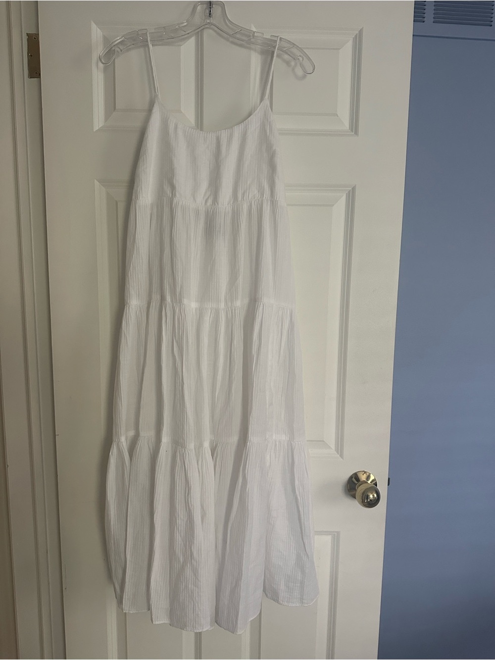 J. Crew White Tiered Spaghetti-Strap Maxi Dress